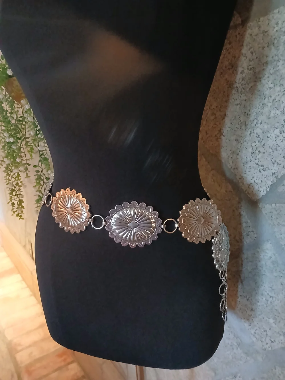 Silver Concho Waist Chain Belt - Women's Accessory